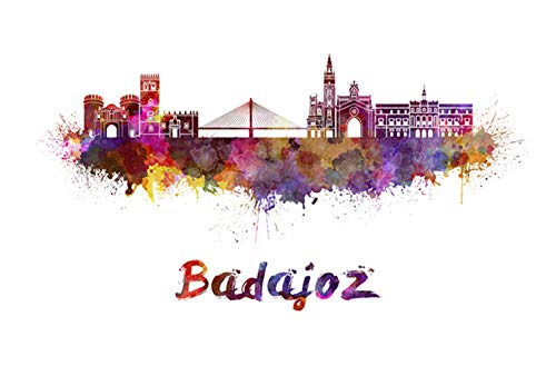 Badajoz Skyline en Acuarela Papel Mate 240gr DIN A2