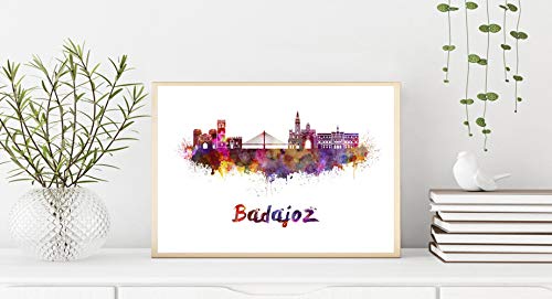 Badajoz Skyline en Acuarela Papel Mate 240gr DIN A2