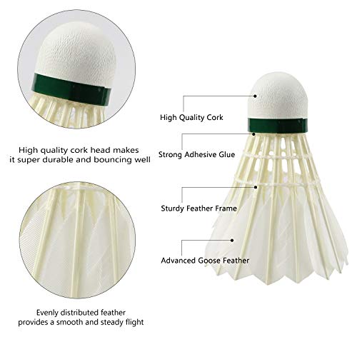 Bádminton,Buluri 12-Pack Bolas de bádminton natural de pluma de ganso de alta velocidad con gran elasticidad y durabilidad para deportes al aire libre de interior Ejercicio Juegos Bádminton,Buluri 12-Pack Bolas de bádminton natural de pluma de ganso de alta velocidad con gran elasticidad y durabilidad para deportes al aire libre de interior Ejercicio Juegos