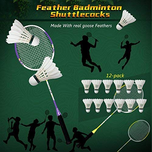 Bádminton,Buluri 12-Pack Bolas de bádminton natural de pluma de ganso de alta velocidad con gran elasticidad y durabilidad para deportes al aire libre de interior Ejercicio Juegos