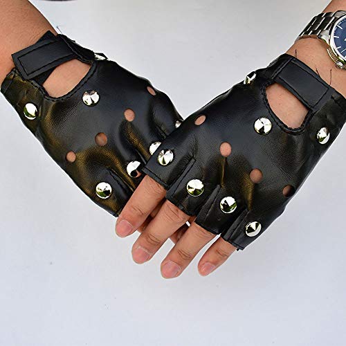 Baeoy Guantes Guantes de Cuero Hip-Hop de los Hombres del Club Nocturno Pole Dance Remache Guantes de Cuero Rendimiento de los Guantes de la Estrella de la Danza Rendimiento Personalizadas Guantes de