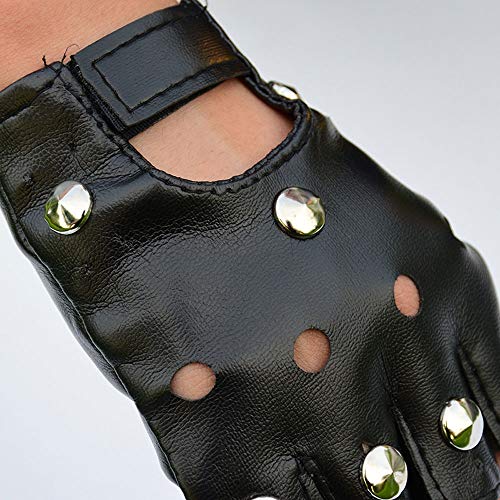 Baeoy Guantes Guantes de Cuero Hip-Hop de los Hombres del Club Nocturno Pole Dance Remache Guantes de Cuero Rendimiento de los Guantes de la Estrella de la Danza Rendimiento Personalizadas Guantes de