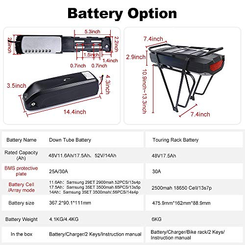 Bafang Bicicleta eléctrica BBS01B 48V 750W Kit de conversión de Bicicleta de montaña con Motor Central Bicicleta de EBike con batería de 48V 11.6/17.5Ah Hailong/Portaequipajes Batería Bafang Bicicleta eléctrica BBS01B 48V 750W Kit de conversión de Bicicleta de montaña con Motor Central Bicicleta de EBike con batería de 48V 11.6/17.5Ah Hailong/Portaequipajes Batería