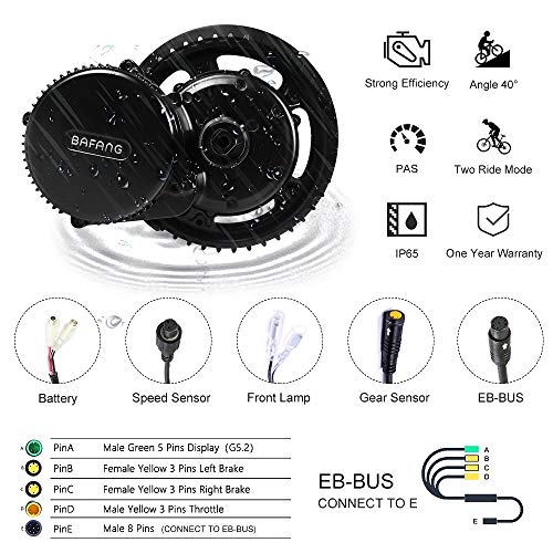 Bafang Bicicleta eléctrica BBS01B 48V 750W Kit de conversión de Bicicleta de montaña con Motor Central Bicicleta de EBike con batería de 48V 11.6/17.5Ah Hailong/Portaequipajes Batería