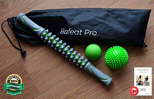 Bafeat Pro | Rodillo de masaje muscular palo con 2 pelotas Lacrosse | Liberación miofascial | Set completo para dolor de pies, piernas, espalda y cuello.+ Ebook con instrucciones de uso. Bafeat Pro | Rodillo de masaje muscular palo con 2 pelotas Lacrosse | Liberación miofascial | Set completo para dolor de pies, piernas, espalda y cuello.+ Ebook con instrucciones de uso.
