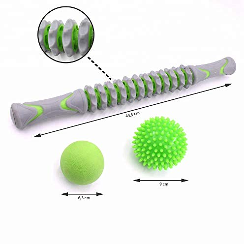 Bafeat Pro | Rodillo de masaje muscular palo con 2 pelotas Lacrosse | Liberación miofascial | Set completo para dolor de pies, piernas, espalda y cuello.+ Ebook con instrucciones de uso. Bafeat Pro | Rodillo de masaje muscular palo con 2 pelotas Lacrosse | Liberación miofascial | Set completo para dolor de pies, piernas, espalda y cuello.+ Ebook con instrucciones de uso.