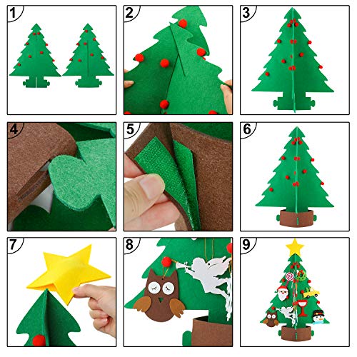 Bageek árbol de navidad de fieltro diy,3D Árbol de Navidad Artificial de Fieltro DIY Fieltro Árbol de Navidad para Niños DIY del árbol de Navidad Decoración