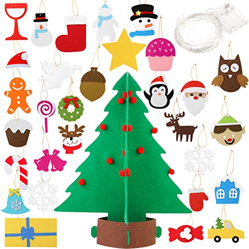 Bageek árbol de navidad de fieltro diy,3D Árbol de Navidad Artificial de Fieltro DIY Fieltro Árbol de Navidad para Niños DIY del árbol de Navidad Decoración