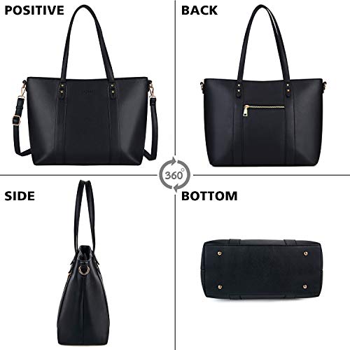 Bageek Bolsos de Mujer Bolso Bandolera Bolsos Tote Bag Bolsos Shopper Bolsos de Cuero Sintético Mujer Bolso de Mano Bolsas Para Dama Trabajo bolsos Negocios Escuela bolsos Universidad Viajes-Negro