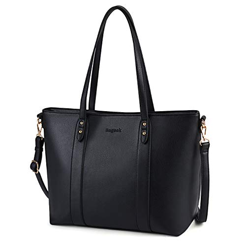 Bageek Bolsos de Mujer Bolso Bandolera Bolsos Tote Bag Bolsos Shopper Bolsos de Cuero Sintético Mujer Bolso de Mano Bolsas Para Dama Trabajo bolsos Negocios Escuela bolsos Universidad Viajes-Negro