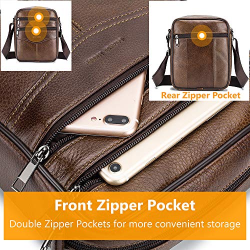 BAGZY Bolso de Hombro de Cuero para Hombre Bolsa de Mensajero Crossbody Cartera Bolso Mango Superior Viajar Maletín Bolsa de Negocios Bandolera Bolso para la Tableta iPad Marrón BAGZY Bolso de Hombro de Cuero para Hombre Bolsa de Mensajero Crossbody Cartera Bolso Mango Superior Viajar Maletín Bolsa de Negocios Bandolera Bolso para la Tableta iPad Marrón