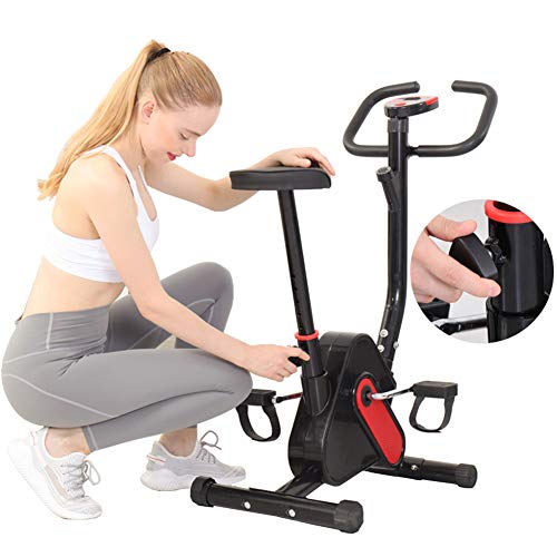 BAIAA Bicicleta de Ejercicio de Resistencia Bicicleta de Entrenamiento Vertical Fija de Ajuste con Monitor LCD y Asiento Ajustable para Entrenamiento Casa y Entrenamiento Cardiovascular