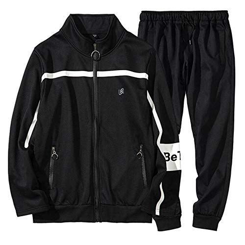 BAIDEFENG Chándal para Hombre Deportivo Informal para Correr Gimnasio Sudadera Traje para Hombre Juvenil Informal Suelto de Gran tamaño con Cremallera suéter Sudaderas Deportivas-Negro_Medio