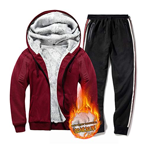 BAIDEFENG Chaqueta de suéter Suelta Suave cálida y cómoda de Invierno para Hombre, más Traje de Dos Piezas cálido y frío Engrosado de Terciopelo Traje de Jersey Informal-Rojo + Negro_Extragrande BAIDEFENG Chaqueta de suéter Suelta Suave cálida y cómoda de Invierno para Hombre, más Traje de Dos Piezas cálido y frío Engrosado de Terciopelo Traje de Jersey Informal-Rojo + Negro_Extragrande