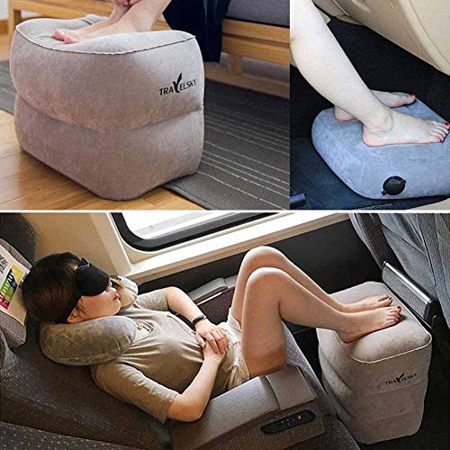 Baifeng Hinchable Viaje Reposapies Almohada Pie Pierna Resto Almohada Viaje para Aeroplanos Autobuses Trenes Niños Cama - Large