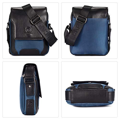 BAIGIO Bolso Bandolera de Piel para Hombres Bolso Mensajero Pequeño de Cuero Bolsa Messenger Hombro Bolso de Negocios Bolsa Cruzada Cuerpo Cartera Diario para Negocios Deporte Casual (Negro)