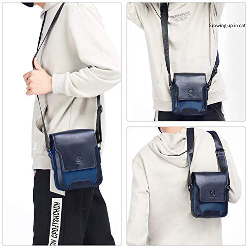 BAIGIO Bolso Bandolera de Piel para Hombres Bolso Mensajero Pequeño de Cuero Bolsa Messenger Hombro Bolso de Negocios Bolsa Cruzada Cuerpo Cartera Diario para Negocios Deporte Casual (Negro)