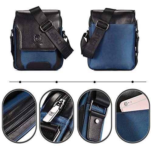 BAIGIO Bolso Bandolera de Piel para Hombres Bolso Mensajero Pequeño de Cuero Bolsa Messenger Hombro Bolso de Negocios Bolsa Cruzada Cuerpo Cartera Diario para Negocios Deporte Casual (Negro)