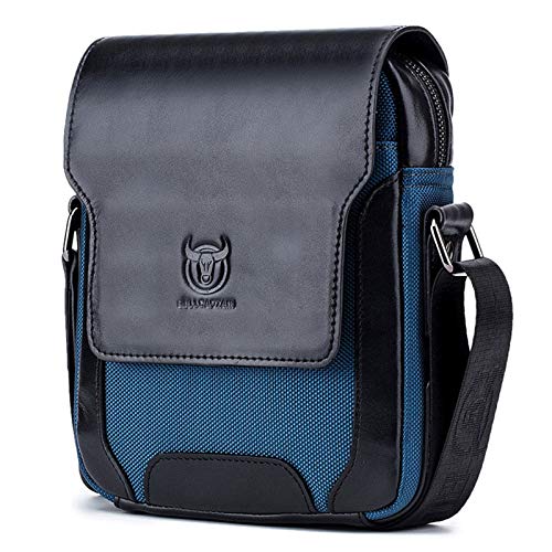 BAIGIO Bolso Bandolera de Piel para Hombres Bolso Mensajero Pequeño de Cuero Bolsa Messenger Hombro Bolso de Negocios Bolsa Cruzada Cuerpo Cartera Diario para Negocios Deporte Casual (Negro)