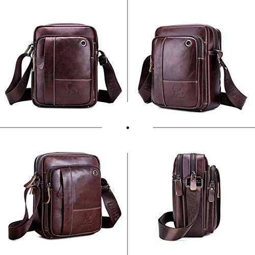 BAIGIO Bolso Bandolera Hombre de Cuero Bolso Hombro Piel Pequeño Vintage Crossbody Bag Casual (Marrón)