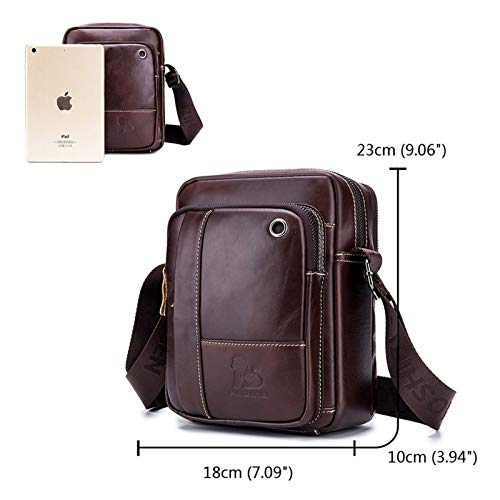 BAIGIO Bolso Bandolera Hombre de Cuero Bolso Hombro Piel Pequeño Vintage Crossbody Bag Casual (Marrón)