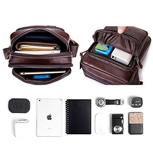 BAIGIO Bolso Bandolera Hombre de Cuero Bolso Hombro Piel Pequeño Vintage Crossbody Bag Casual (Marrón) BAIGIO Bolso Bandolera Hombre de Cuero Bolso Hombro Piel Pequeño Vintage Crossbody Bag Casual (Marrón)