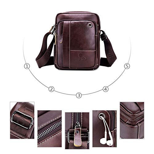 BAIGIO Bolso Bandolera Hombre de Cuero Bolso Hombro Piel Pequeño Vintage Crossbody Bag Casual (Marrón)