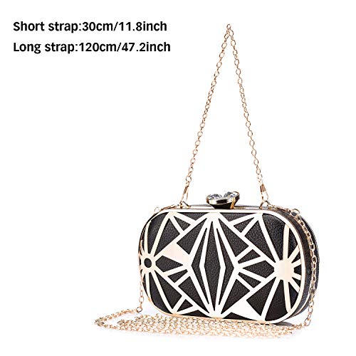 BAIGIO Clutch Bolso Fiesta Negro Piel PU, Bolso de Noche Mujer Cartera de Mano Bolso de Embrague con Cadena para Boda Novia Ceremonia Cóctel BAIGIO Clutch Bolso Fiesta Negro Piel PU, Bolso de Noche Mujer Cartera de Mano Bolso de Embrague con Cadena para Boda Novia Ceremonia Cóctel