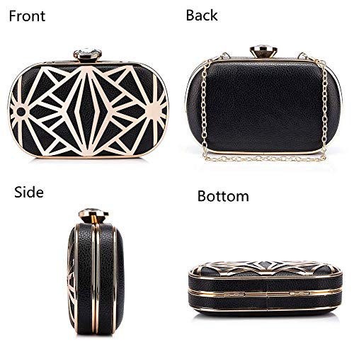 BAIGIO Clutch Bolso Fiesta Negro Piel PU, Bolso de Noche Mujer Cartera de Mano Bolso de Embrague con Cadena para Boda Novia Ceremonia Cóctel BAIGIO Clutch Bolso Fiesta Negro Piel PU, Bolso de Noche Mujer Cartera de Mano Bolso de Embrague con Cadena para Boda Novia Ceremonia Cóctel