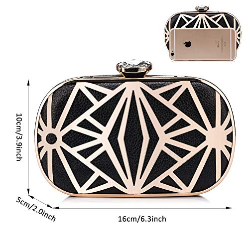 BAIGIO Clutch Bolso Fiesta Negro Piel PU, Bolso de Noche Mujer Cartera de Mano Bolso de Embrague con Cadena para Boda Novia Ceremonia Cóctel BAIGIO Clutch Bolso Fiesta Negro Piel PU, Bolso de Noche Mujer Cartera de Mano Bolso de Embrague con Cadena para Boda Novia Ceremonia Cóctel