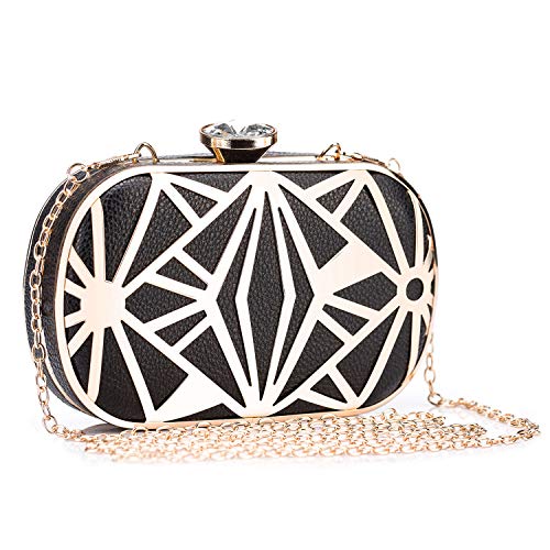BAIGIO Clutch Bolso Fiesta Negro Piel PU, Bolso de Noche Mujer Cartera de Mano Bolso de Embrague con Cadena para Boda Novia Ceremonia Cóctel BAIGIO Clutch Bolso Fiesta Negro Piel PU, Bolso de Noche Mujer Cartera de Mano Bolso de Embrague con Cadena para Boda Novia Ceremonia Cóctel