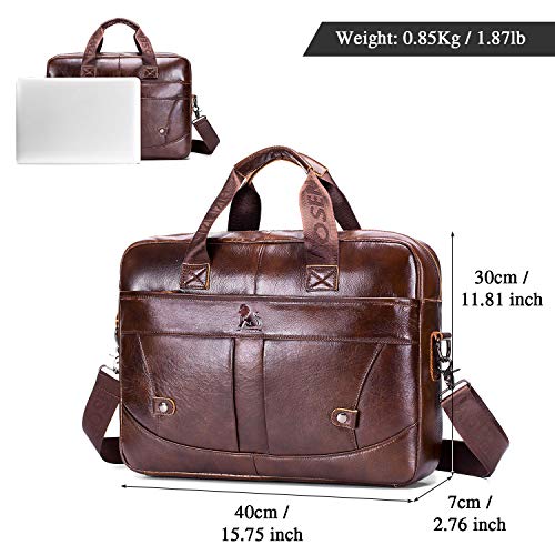 BAIGIO Maletín de Cuero Genuino Vintage, Bolso Hombre Bandolera Maletines Mensajero de Auténtica Piel Hombre para Portatil hasta 13,3 Pulgadas para Negocios,Oficina,Trabajo,Viajes (Marrón)