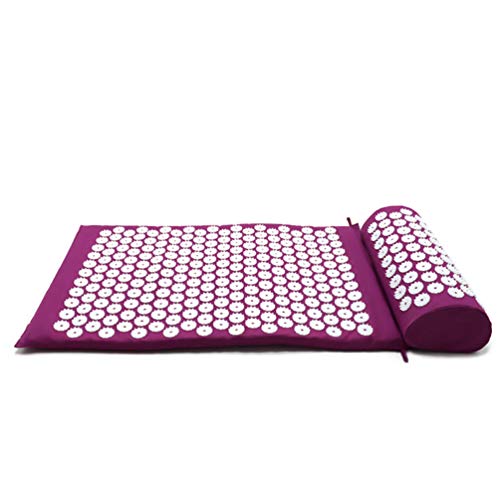 Baijiaye Esterilla Acupresión Kit,Esterilla Acupresión y Almohada Acupresión,Alivia El Dolor y El Estrés Almohada Morada 66 * 41CM