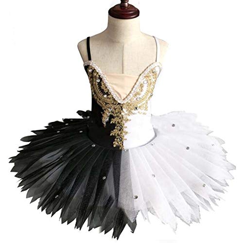 Baile de Ballet para niños Disfraces de Baile de Cisne en Blanco y Negro Vestido de Ballet para niñas Falda de tutú