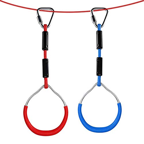 Baipin 2 Pcs Anillos De La Gimnasia para Niños de Aire Libre, Traje Exterior Ninja Cuerda Combinación Accesorios Escalada para Uso del Entretenimiento En Interiores Y Exteriores, aparatos de Fitness