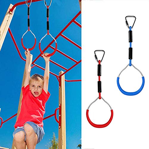 Baipin 2 Pcs Anillos De La Gimnasia para Niños de Aire Libre, Traje Exterior Ninja Cuerda Combinación Accesorios Escalada para Uso del Entretenimiento En Interiores Y Exteriores, aparatos de Fitness