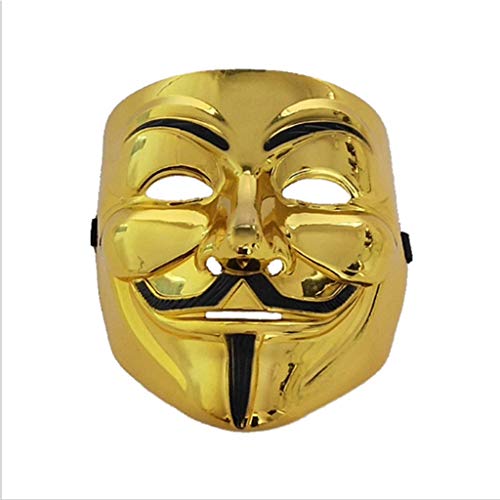 Baipin Máscara Vendetta Oro, Careta de V para Vendetta Máscara de Halloween Careta Cosplay Disfraz Máscara de Fiesta de Halloween
