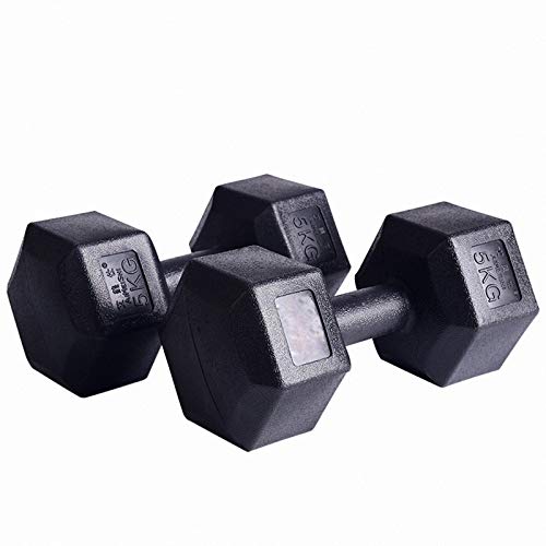 BaisdSport Un Set de 2 Piezas Mancuernas de Ejercicio Mancuerna para Gimnasio Fitness, Mancuerna Hexagonal de Hierro Fundido Recubierta de Caucho,2x6kg