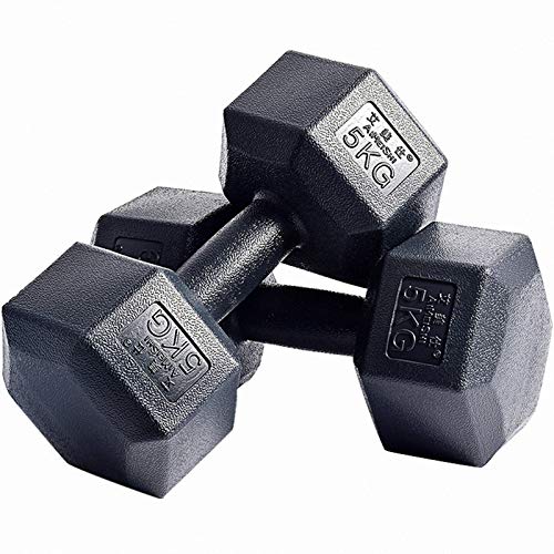 BaisdSport Un Set de 2 Piezas Mancuernas de Ejercicio Mancuerna para Gimnasio Fitness, Mancuerna Hexagonal de Hierro Fundido Recubierta de Caucho,2x6kg