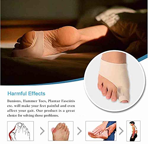 BAIZAN Doact Juanete Corrector Dedo Gordo Pie Enderezadora, Juanete Abductor Protectores De Mangas, con Gel Silicona Cojín del Dedo del Pie Y Separadores De Hallux Valgus Alivio del Dolor (1 Par)