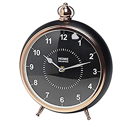 Bakaji Reloj de mesa con Manecillas diseño retro vintage color negro cobre para casa oficina diámetro 22 cm