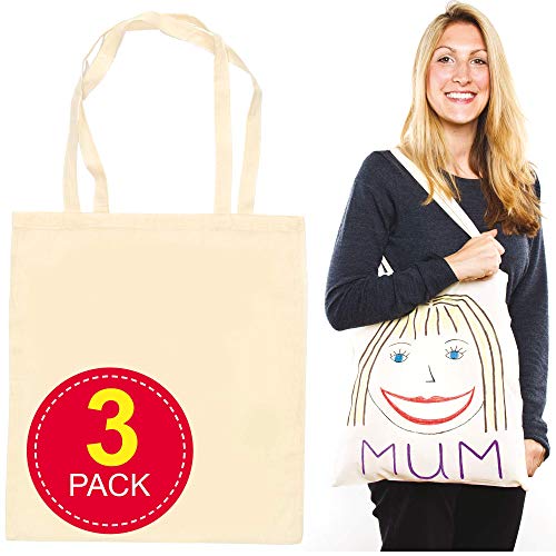 Baker Ross Bolsas de Tela Grandes para Pintar y Decorar (Paquete de 3) Manualidades infantiles Baker Ross Bolsas de Tela Grandes para Pintar y Decorar (Paquete de 3) Manualidades infantiles