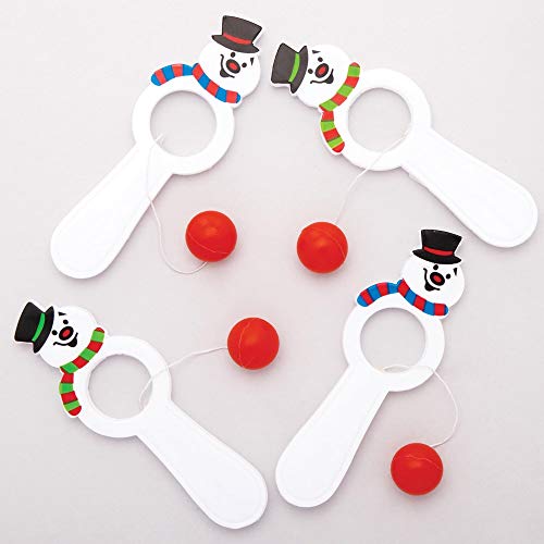 Baker Ross Mini Raqueta muñeco de nieve (paquete de 6) - Artes y manualidades navideñas