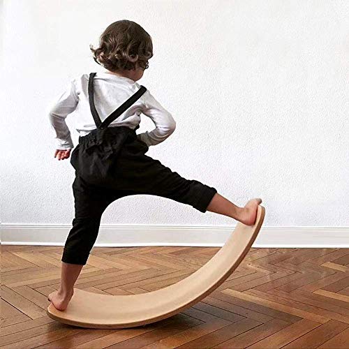Balance Board de madera para niños, tira de la oscilación del balancín curvado oscilación tableros de meza, tabla de equilibrio de madera aprender mediante el juego y soportes desarrollo infantil