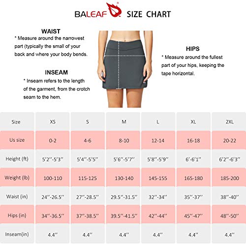 BALEAF Faldas atléticas para mujer, ligeras, con bolsillos cortos, para correr, tenis, golf, entrenamiento, deportes - gris - Large