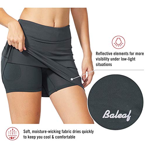 BALEAF Faldas atléticas para mujer, ligeras, con bolsillos cortos, para correr, tenis, golf, entrenamiento, deportes - gris - Large