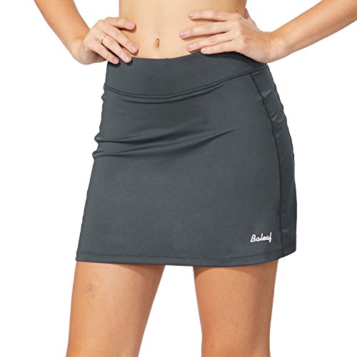 BALEAF Faldas atléticas para mujer, ligeras, con bolsillos cortos, para correr, tenis, golf, entrenamiento, deportes - gris - Large