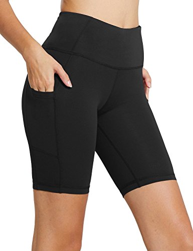 BALEAF - Malla compresiva corta con cintura alta y bolsillos laterales para mujer; para practicar yoga, ciclismo, running. Tallas normales y grandes - Negro - Small BALEAF - Malla compresiva corta con cintura alta y bolsillos laterales para mujer; para practicar yoga, ciclismo, running. Tallas normales y grandes - Negro - Small