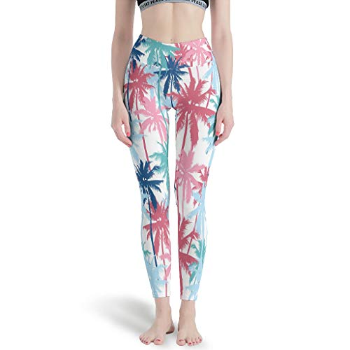 Ballbollbll Pantalones de yoga para mujer, de alto entrenamiento, leggings de yoga, polainas tropicales, palma tropical, control de barriga, estampado para correr, gimnasio, para fitness, color blanco Ballbollbll Pantalones de yoga para mujer, de alto entrenamiento, leggings de yoga, polainas tropicales, palma tropical, control de barriga, estampado para correr, gimnasio, para fitness, color blanco