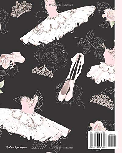 Ballerina Journal: Dance Notebook For Girls - Best Gift For Dancers - Pretty Ballet Slippers Tutus Tiaras On Black Cover 8"x10"